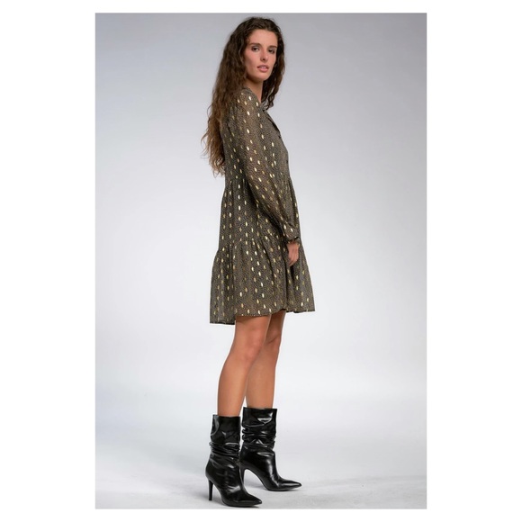 Elan Metallic Ruffle Fleck Dress - Picture 2 of 4